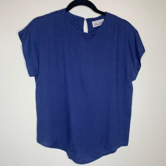 Vintage Blue Skirt Top Matching Set Vintage Rayon Flax Small - Picture 5 of 12